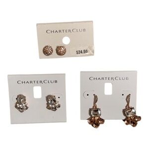 NEW Charter Club Crystal Earrings Bundle of 3 Pairs
